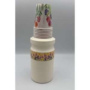 Vtg Plastic Dixie Cup Pop Up Disposable Cup Dispenser Tulips Cottage Core